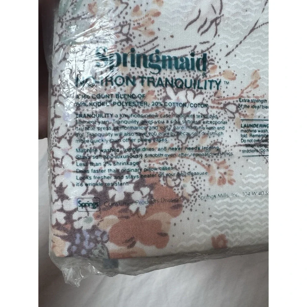 Vtg Springmaid Tranquility Set 2 King Size Pillowcases Floral Made In The USA